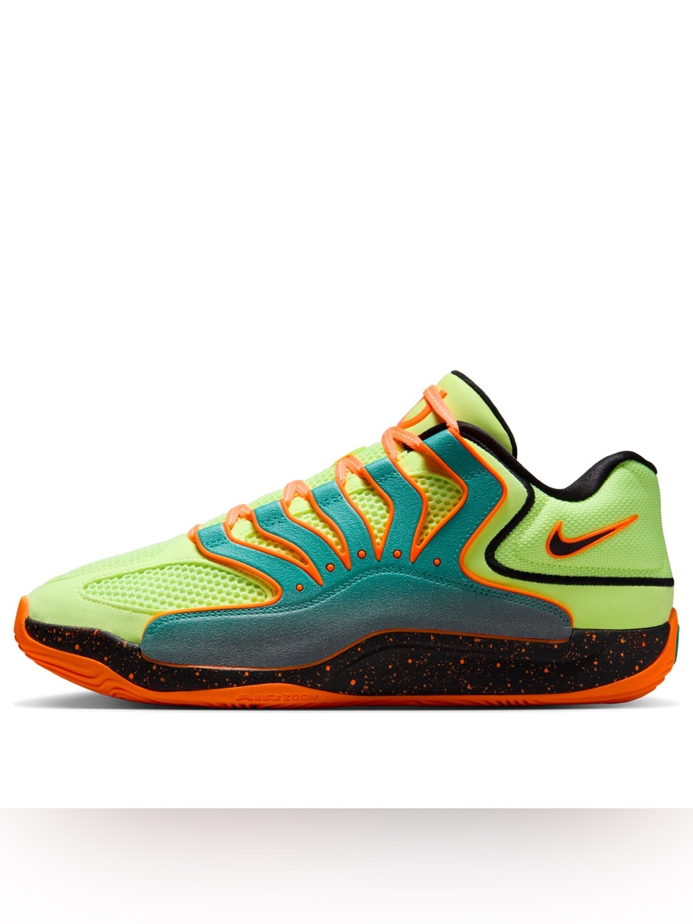 Nike Men's Neon Green Teal Sneakers with Bright Orange Trim